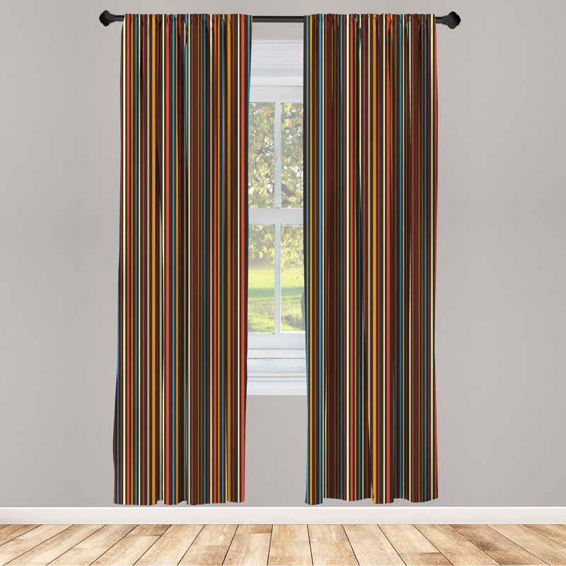 Multicolor Striped Light-Filtering Polyester Curtain Panels, 28" x 63"