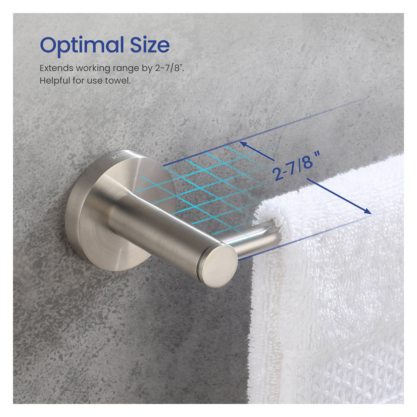 Wall Mounted Towel Bar, Brushed Nickel, 2.13" H x 19.81" W x 2.88" D
