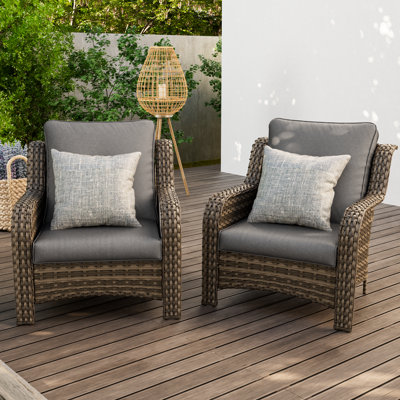 Ensemble de conversation de terrasse en osier pour 2 personnes avec coussins Silesia