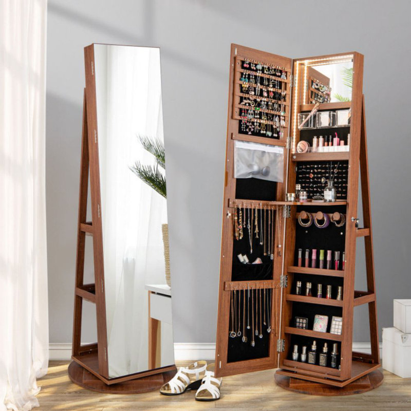 Brandley 21.5'' Wide Freestanding Jewelry Armoire, Brown