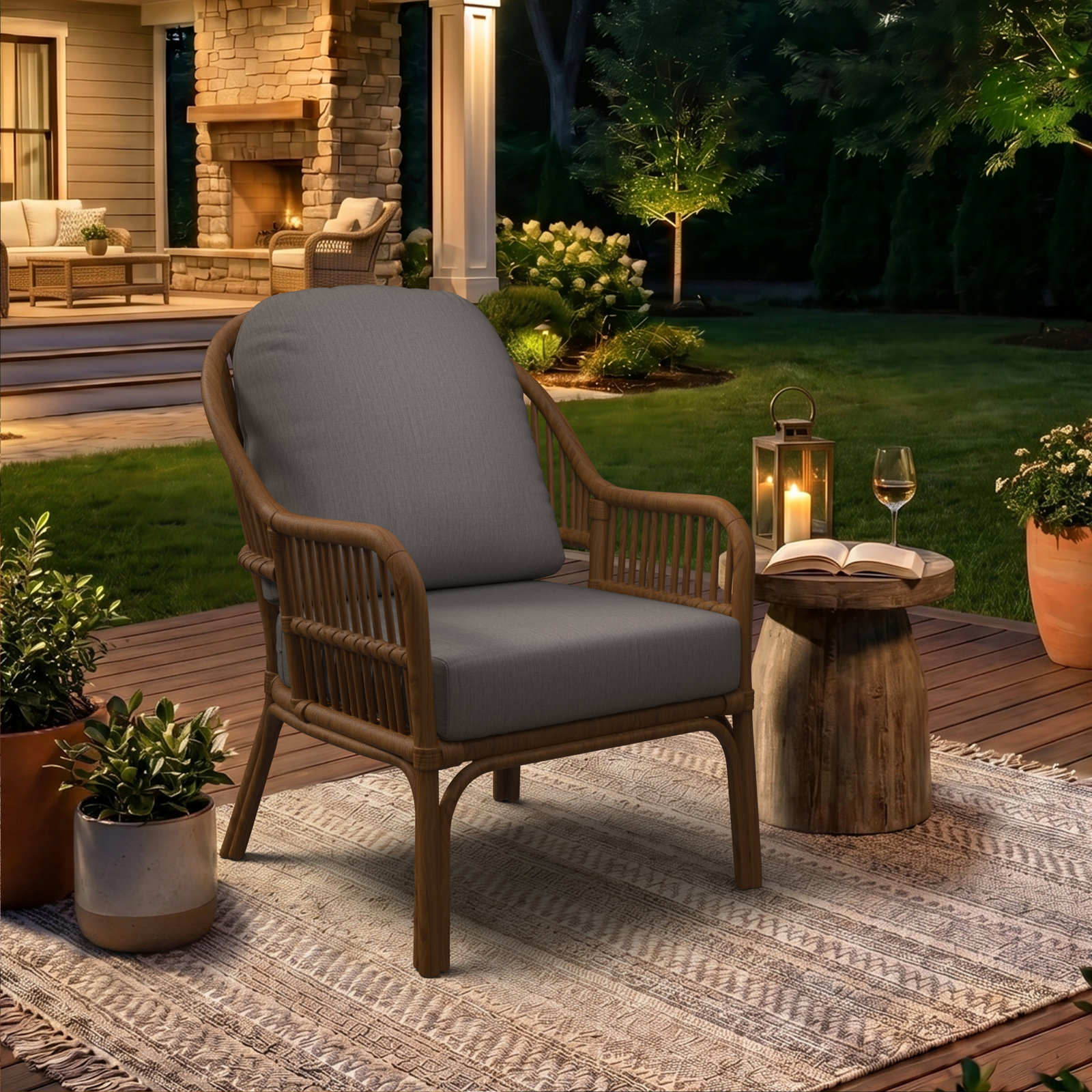 Amala Outdoor Sunbrella® Seat/Back Cushion, Canvas Granite Sunbrella® Canvas