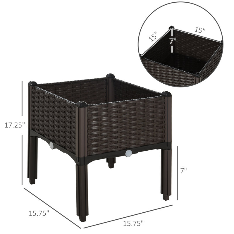 Brown Polypropylene Outdoor Raised Garden Bed with Legs