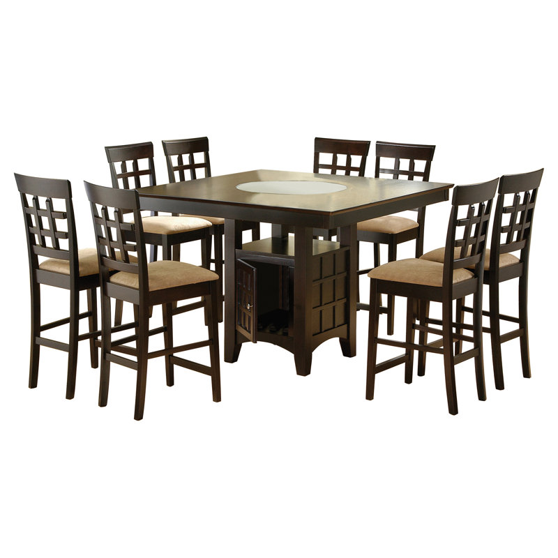 Sarok Dining Set in Brown and Tan, 9