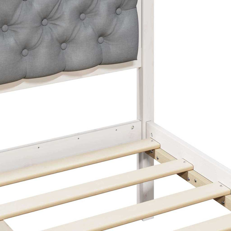 Double (4'6) Solid Wood Bed Frame, Light Grey/White