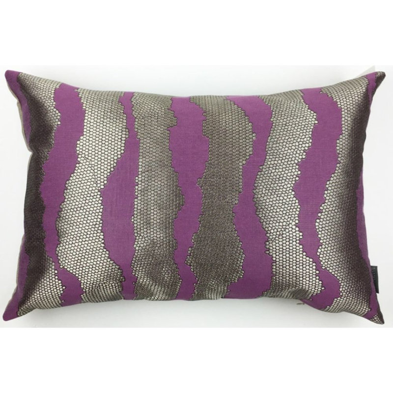 Coussin lombaire abstrait plumes Carrow, Mauve clair