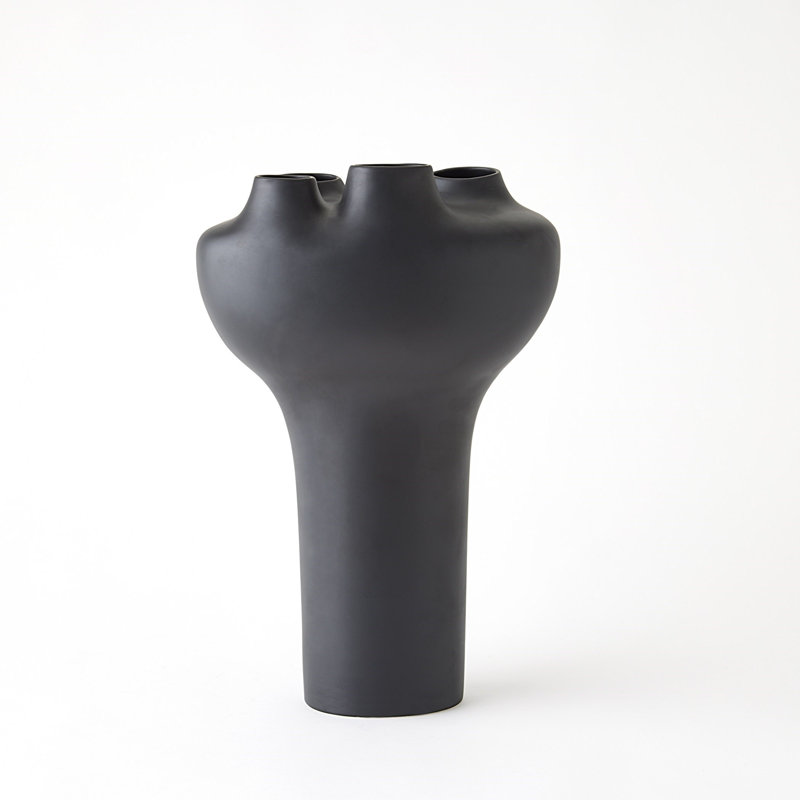 Geyser Handmade Earthenware Table Vase, Black