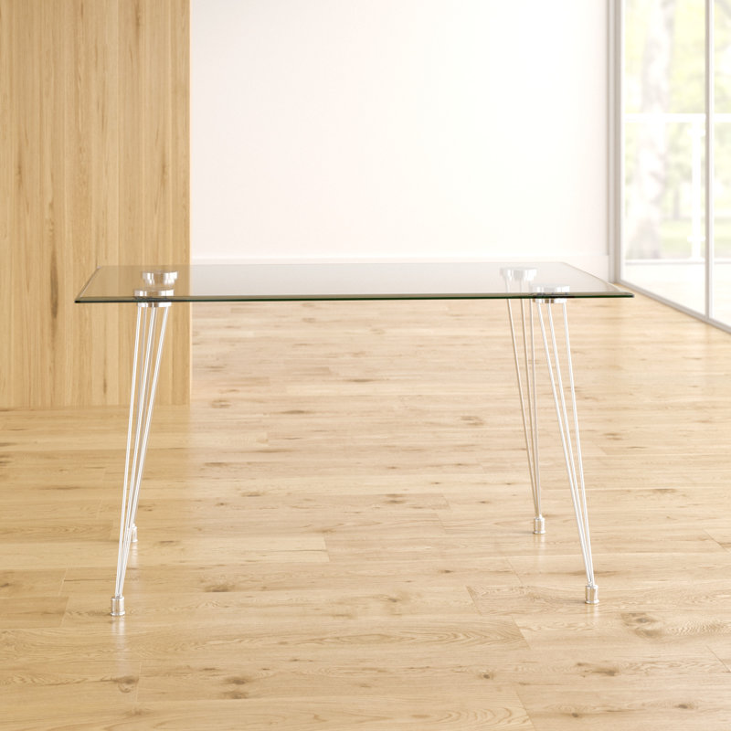 Zaiden Glass Top Metal Base Writing Desk