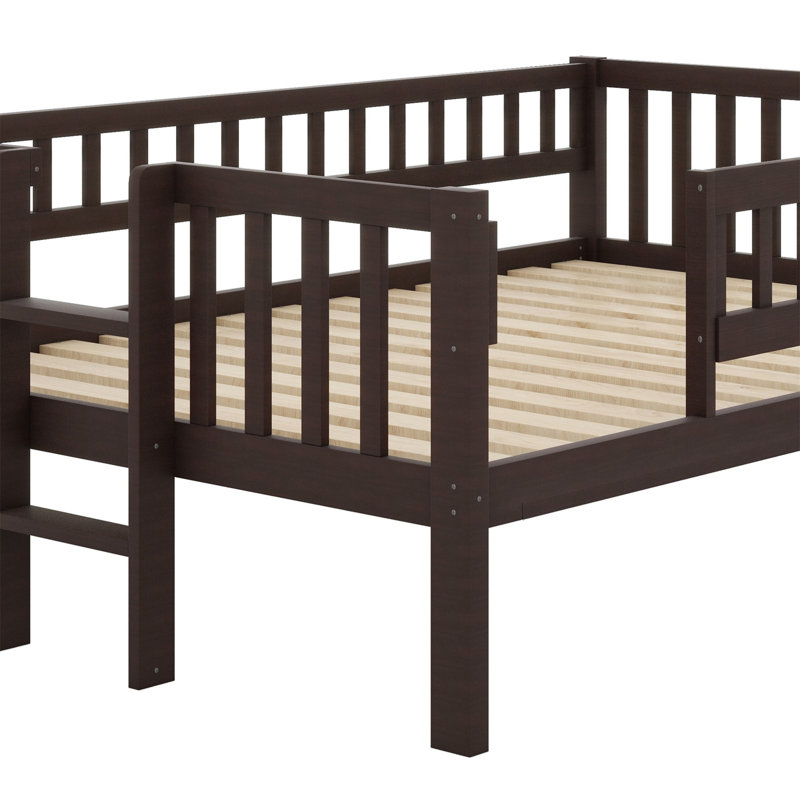 Triple Bed With Built-In Ladder,Slide And Guardrails, Espresso