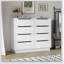 Commode en bois blanc avec 8 tiroirs spacieux, parfaite pour le rangement dans la chambre à coucher et le salon, avec rangement de grande capacité de 47,2 po de largeur