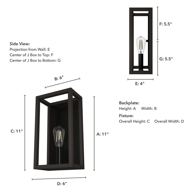 Hunter Squire Manor 1 Light Sconce Wall Light Fixture, Matte Black