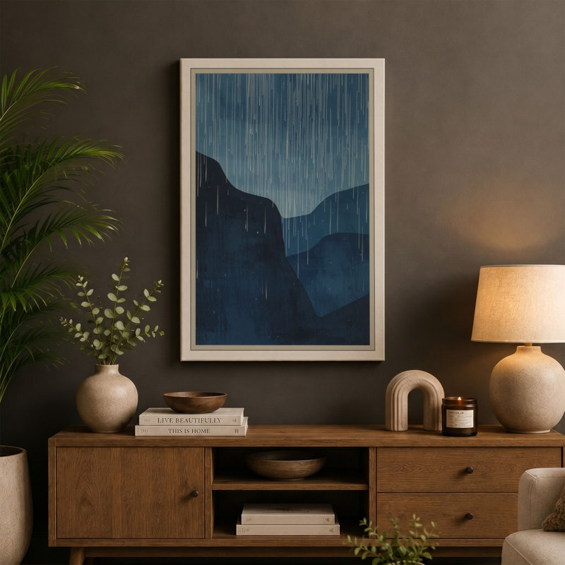 Rain on Mountains Japandi - Wrapped Canvas, 30x20 - 76.2 x 50.8 cm, White Border