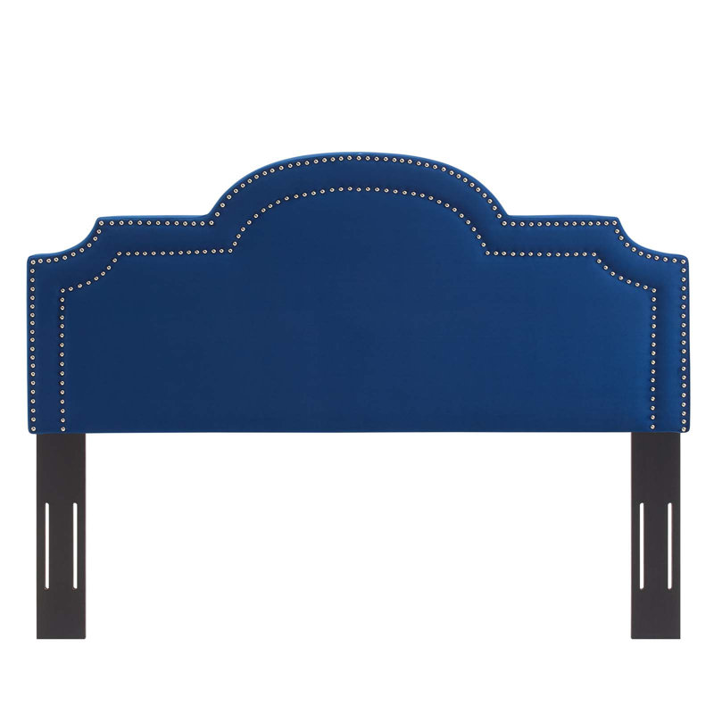 Tête de lit en velours Belinda par Modway, Bleu marine, Très grand/Très grand californien