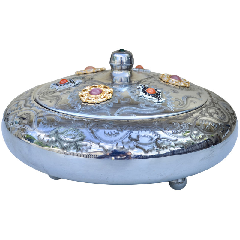 Early 20Th Century Hand-Engraved & Embellished Lidded Bowl