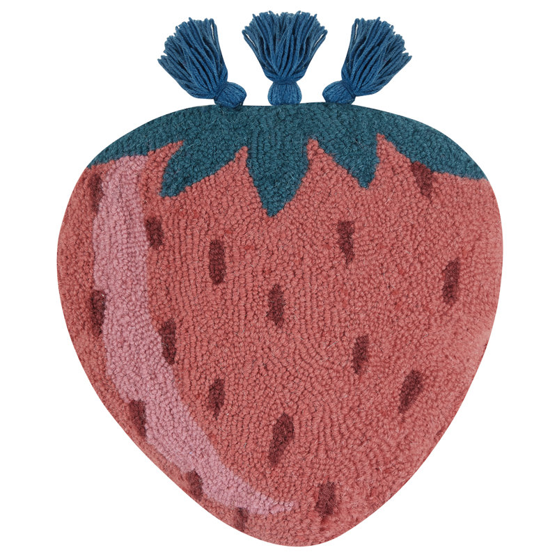 Strawberry Shaped Wool Hook Pillow With Tassels