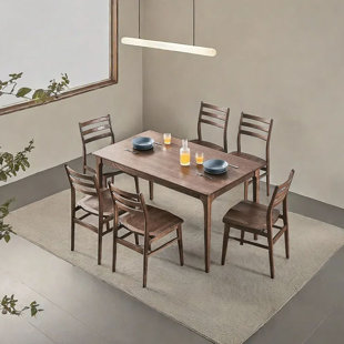 Simple log dining table and chair combination