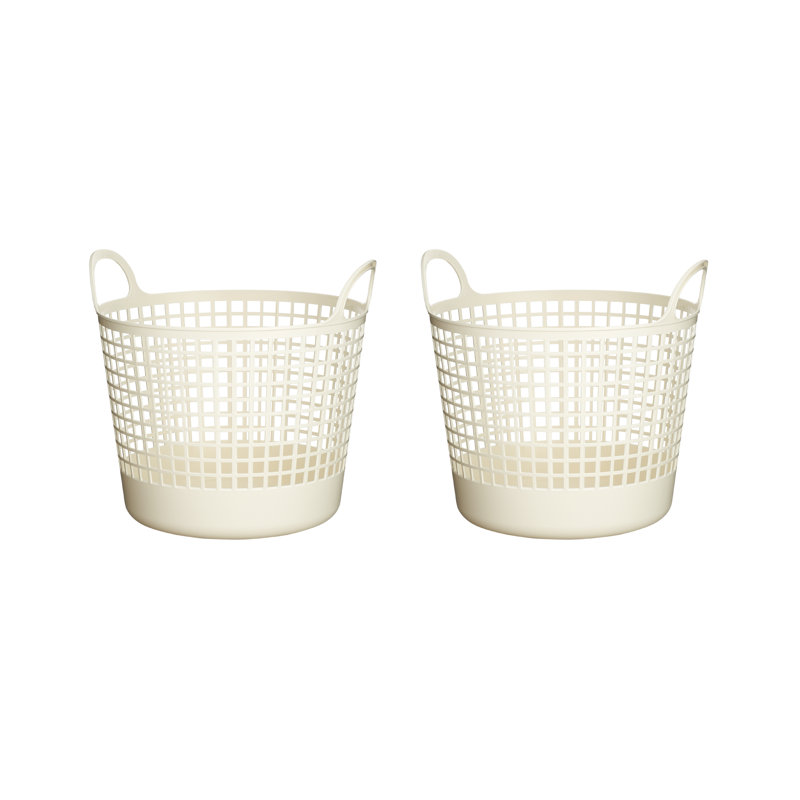 Ensemble de 2 paniers à linge en plastique blanc Like-it, Blanc, H 14,76 po x l 16,14 po x P 14,57 po
