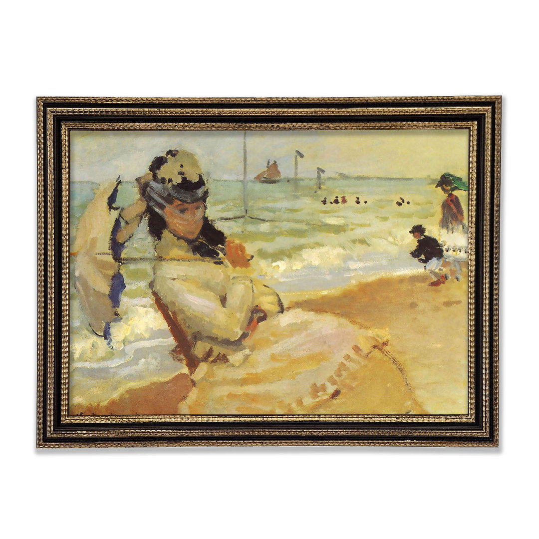 Monet Camille am Strand von Trouville - Einzelne Bilderrahmen Kunstdrucke