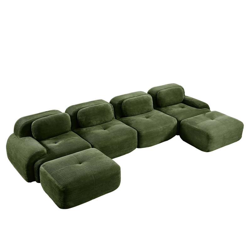 Olive modulaire avec une éponge de 32 po de hauteur, un velours côtelé respirant et une forme courbée en U ergonomique