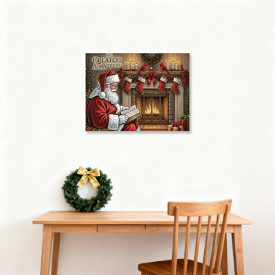Santa Claus Fireplace Canvas Wall Art