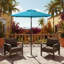 Parasol bleu de 2,3 m avec ventilation et toile, idéal pour la piscine, l'extérieur et le jardin. Ventilation inclinable par bouton-poussoir.
