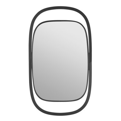 Crotts 29.6-inch Contemporary Rectangular Wall Mirror with Black Iron Frame