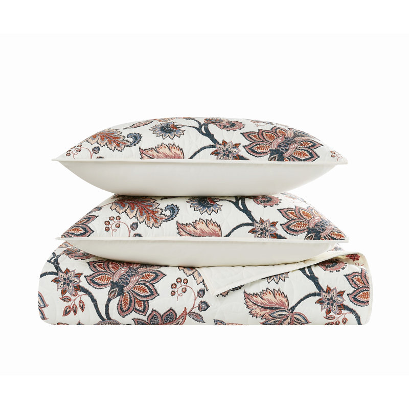 Cannon Chloe Jacobean Quilt Set, Queen Quilt + 2 Standard Shams