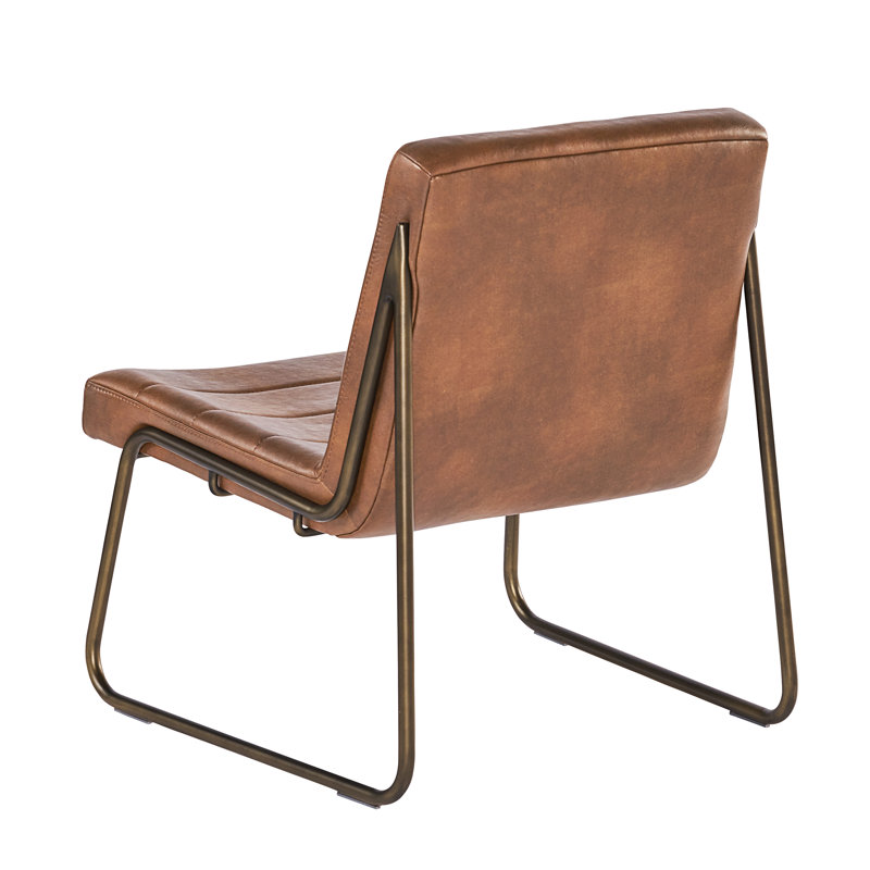 Tufted Side Chair, Bravo Cognac Faux Leather, Bronze