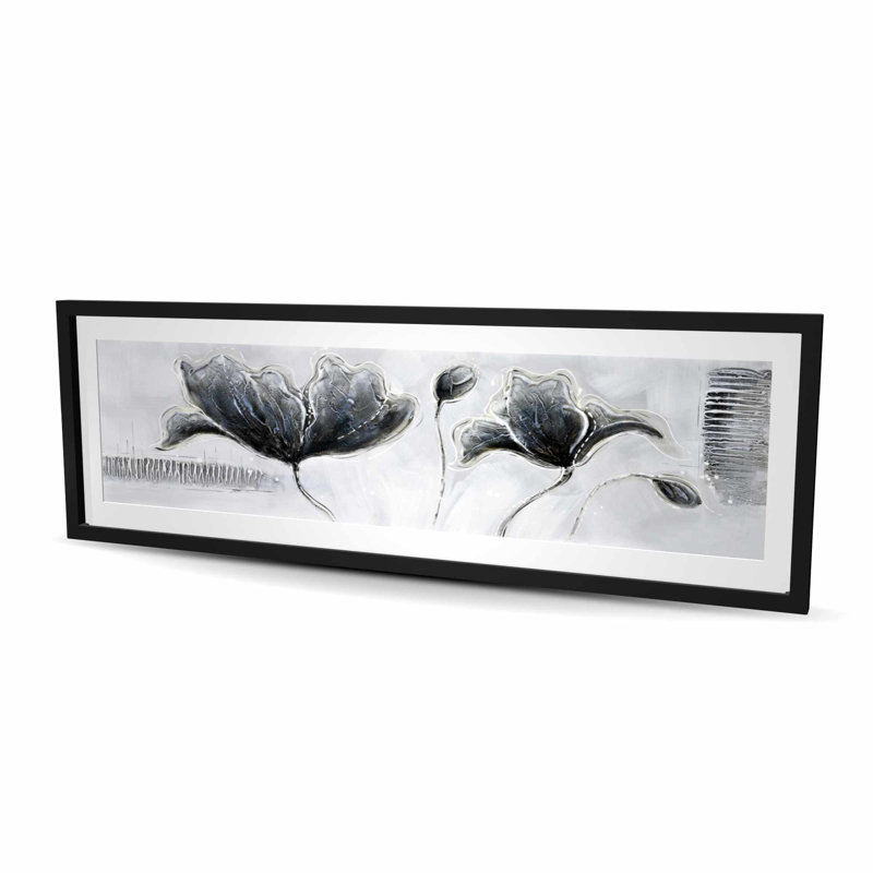 Fleurs de style industriel - décor encadré gris mat