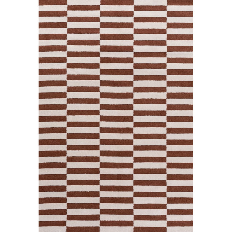 Loft Modern Striped Living Room Area Rug and Runner Soft Pile, Rectangle 200 x 290 cm, Orange/Ivory