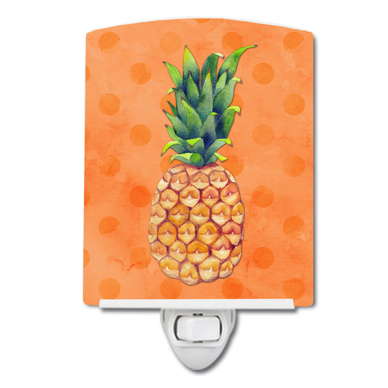 Éclairage de nuit en céramique ananas polkadot, Orange