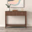 Console compacte en noyer brun compact avec étagère à tiroirs à assemblage facile pour les petits espaces