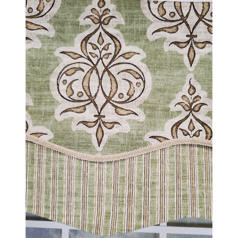 Cantonnière festonnée 50 "Jenna Damask, Vert poire