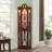 Lighted Corner Curio, Walnut, Adjustable Shelves (Bulb Not Included)