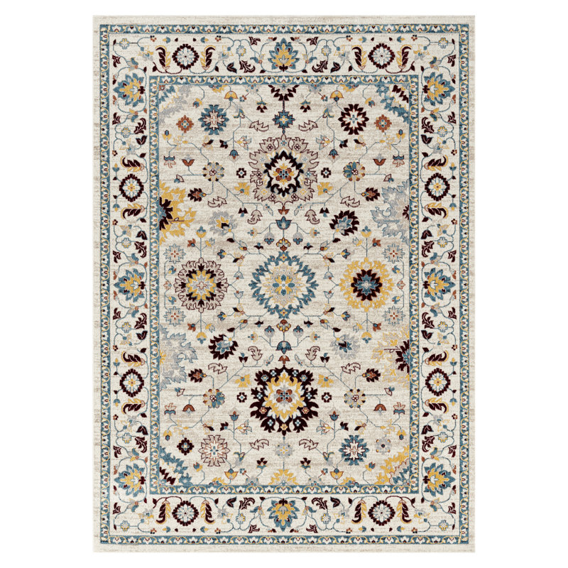 Perie Oriental Handwoven Machine Washable Area Rug in Burgundy/Navy Blue, Rectangle 6'6" x 9'2"
