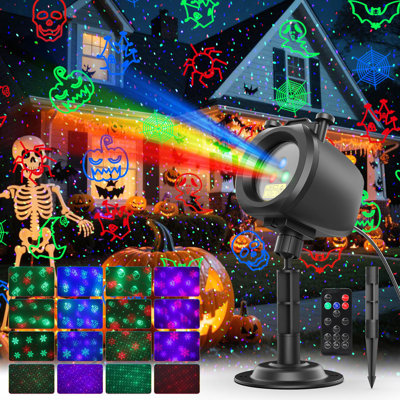 Halloween Christmas Laser Projector Lights Outdoor, 2-In-1 RF Remote Control With 4 Moving Slides, Firefly Laser Display For Yard Garden Party Decor Up To 3200 Sq.Ft