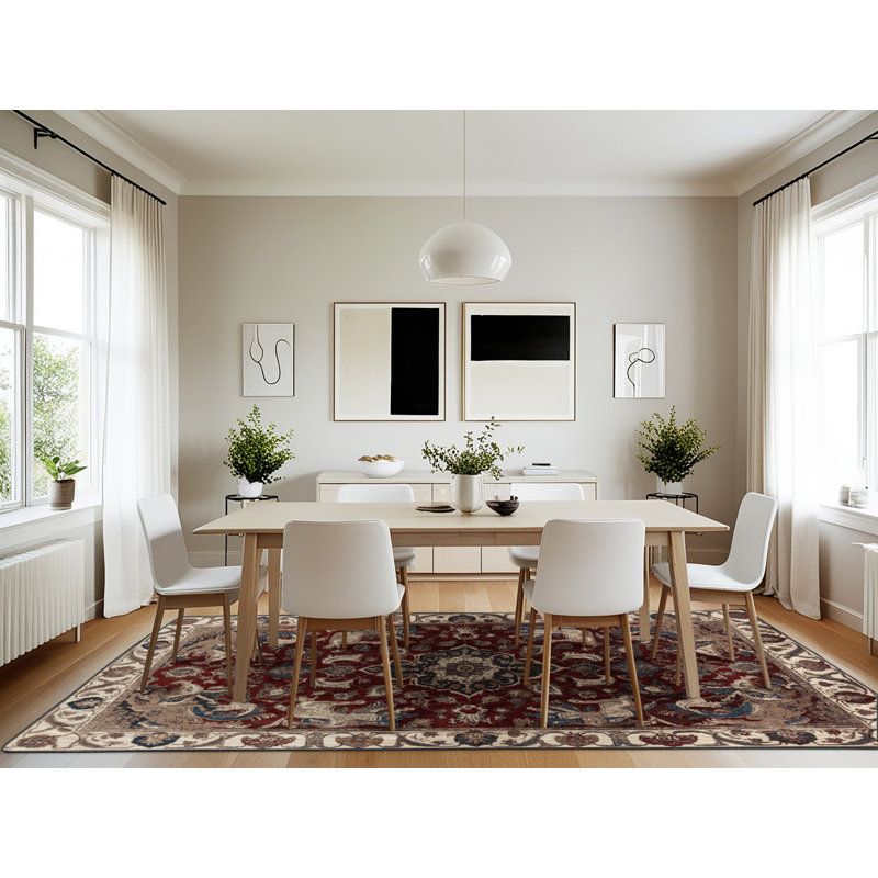 Machine Washable Persian Black Area Rug, Rectangle 7' x 10'