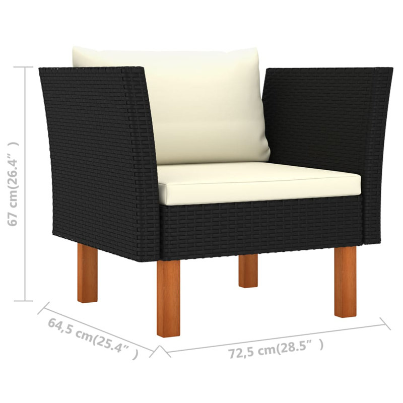 Ensemble modulaire de patio carré en eucalyptus de 23,6 po de large avec coussins Brause, 7