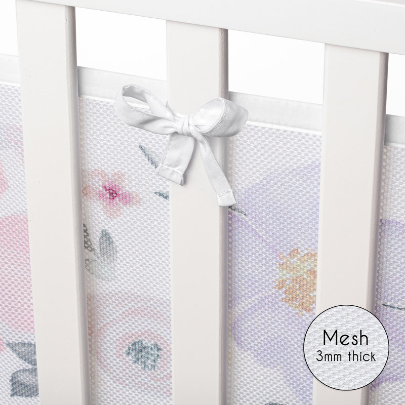 3-Pack Breathable Crib Bumper Pads Mesh Liner For Baby Safety