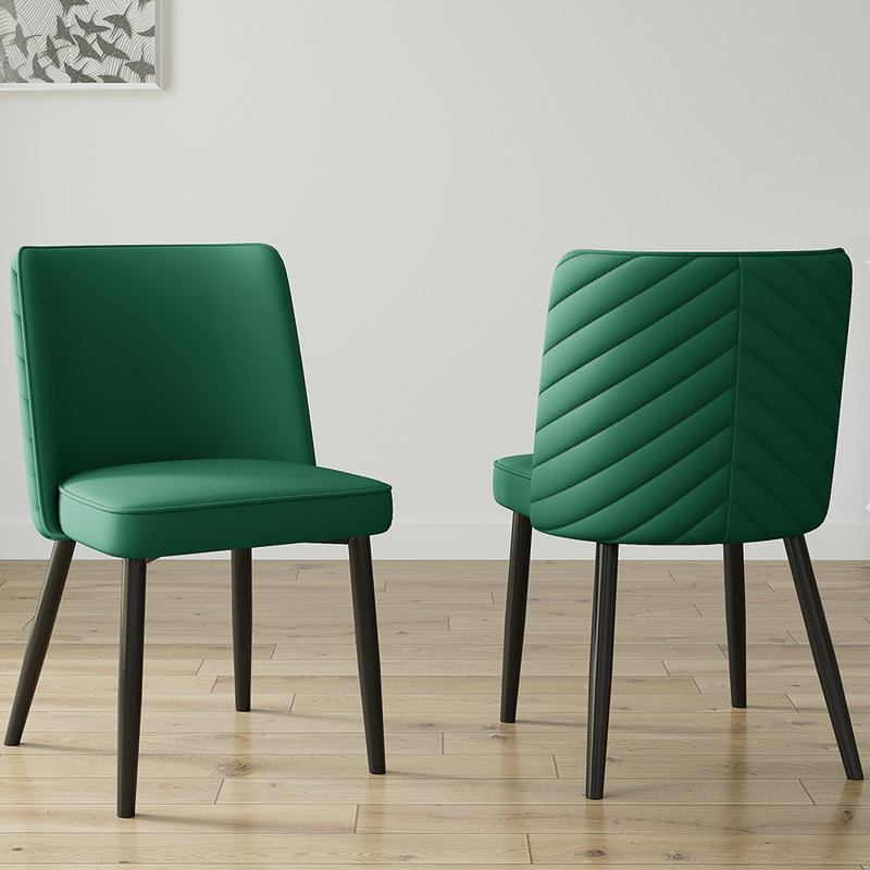 Aamarion 48cm H Polyester Blend Upholstered Upholstered Back Parsons Chair in Grey, Green