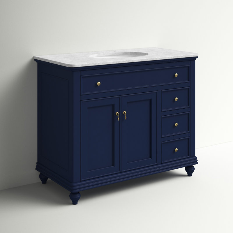 Ensemble de meuble-lavabo simple 42 po Otto, Bleu, Blanc / Gris