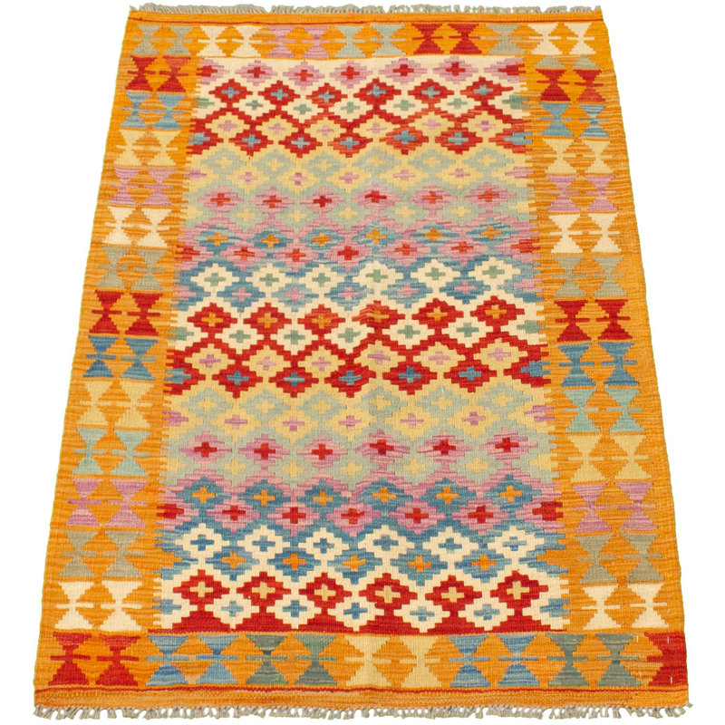 Tapis décoratif en laine de conception unique noué à la main New Age 3 pi 5 po x 5 pi 3 po Booska