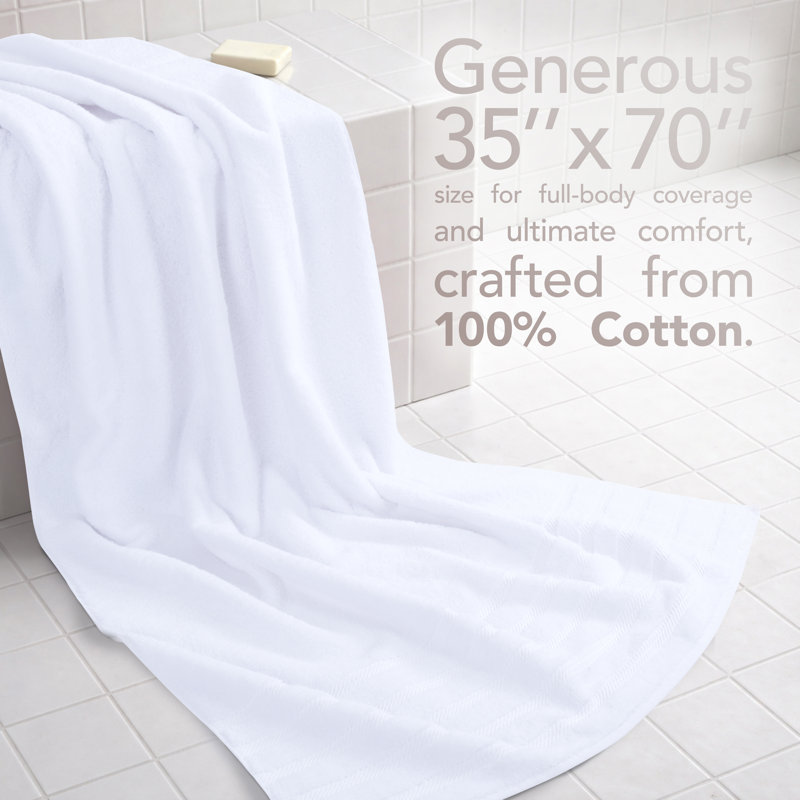 Darcelle 100% Cotton 35x70 Jumbo Large Bath Sheet, Bright White