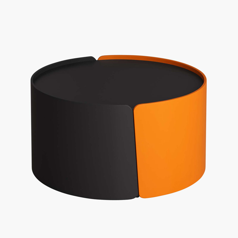 Nesting Coffee Table, Round Nesting Tables and End Tables for Small Space, Black/Orange