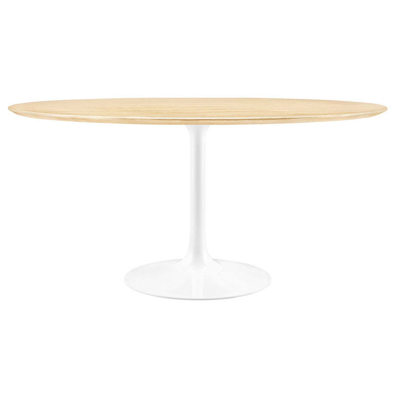 Silver Orchid Fein Oval Dining Table, White, Natural, 29.5" H x 60" W x 60" L