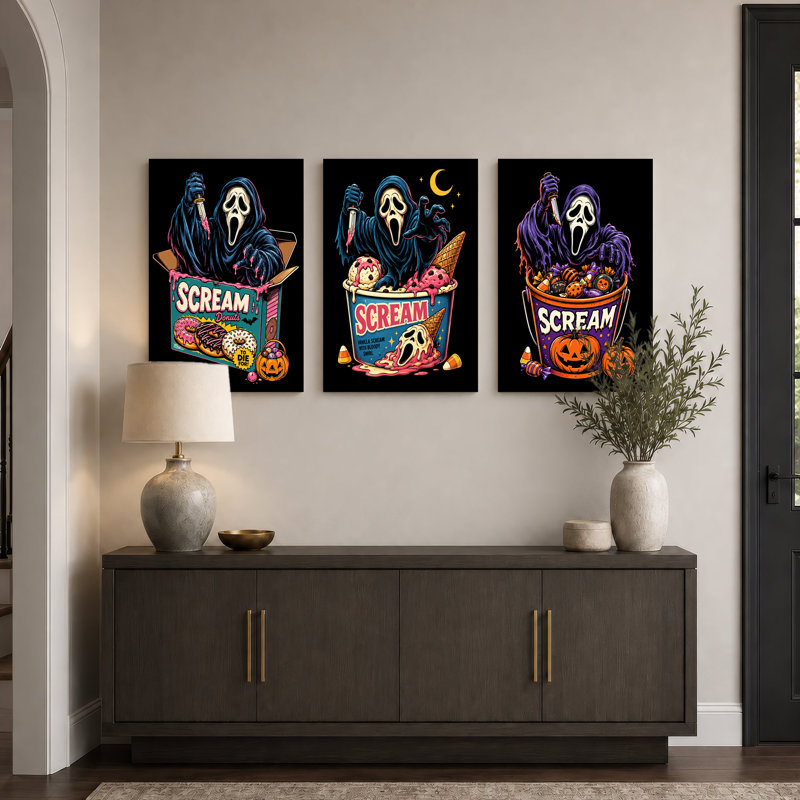 Ensemble de 3 toiles Scream, H 30 po x l 20 po x 3 pièces