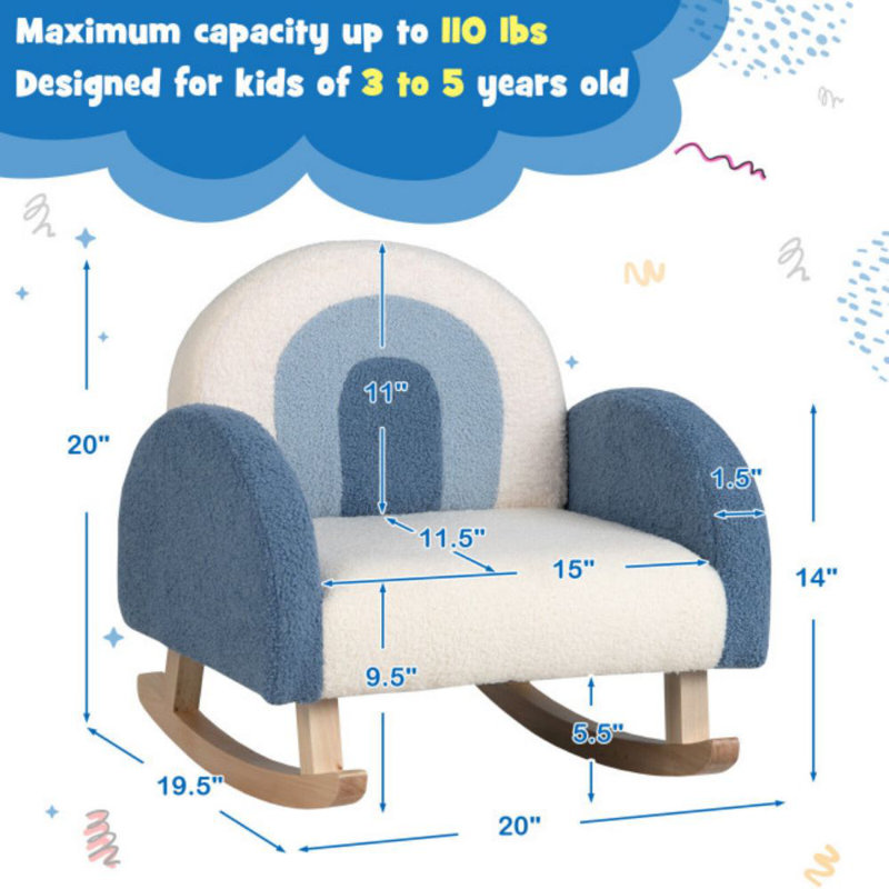 Armenta Kids 9.5'' Rocking Chair and Ottoman, Blue