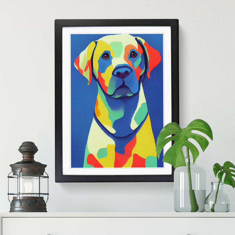 Labrador Retriever Abstract Vol.6 - Picture Frame Print, 64cm H x 46cm W x 2cm D, Black