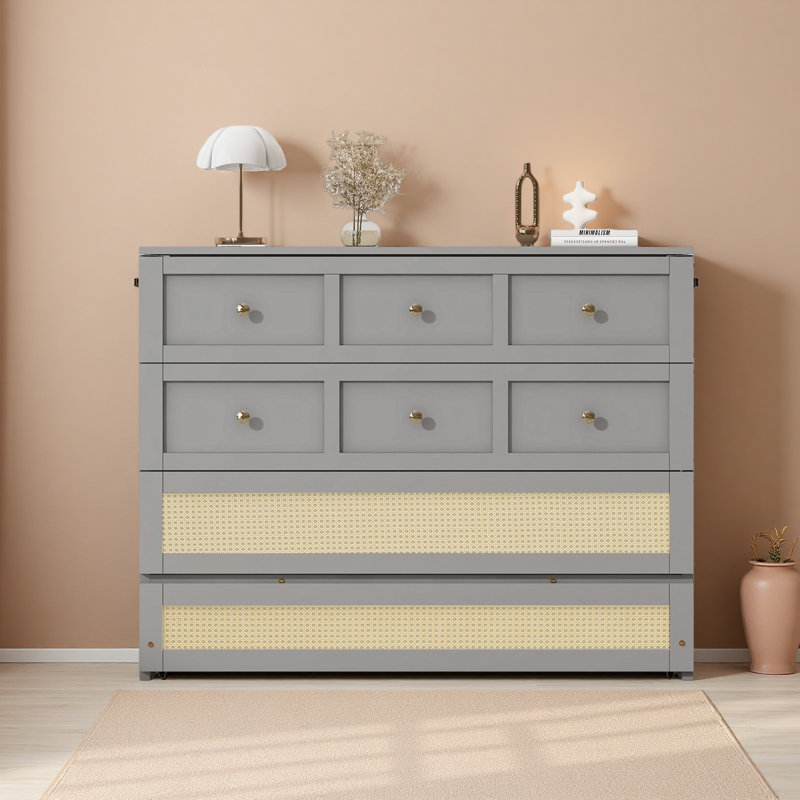 Lit escamotable double avec grands tiroirs, Gris