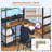 Full Size Loft Bed with 7 Storage Drawers, Large 2-Cube Bookshelf, L Desk & Charging Station, Metal Loft Bed with LED Lights & Open Shelf, Bed with Safety Guardrail & Ladders, Rustic Brown | 4 in 1 full loft bed-2034107083
