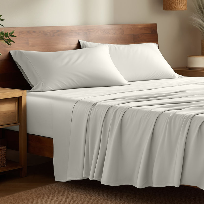Sheet Set - Rayon from Bamboo, Queen Sheet Set with 2 Pillowcases, Cream